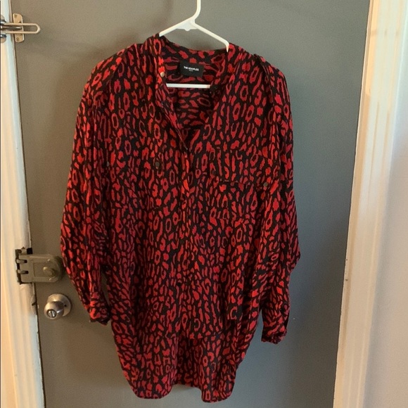 The kooples silk oversized shirt with red leopard print on website old money - Picture 4 of 7